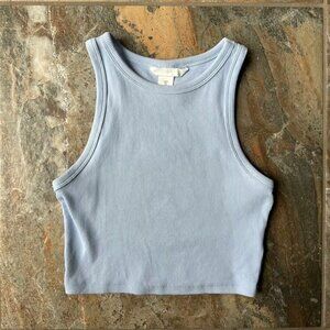 H&M Ribbed Light Blue Crop Top Sleeveless Size Small